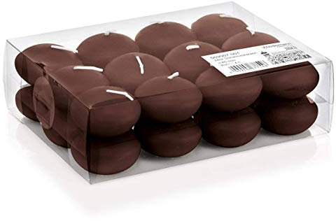INNA-Glas Paquete de 24 Velas flotantes/Velas para baño Ornella, marrón Chocolate, Ø4,5cm, 4h - Velas de té - Juego de candelitas
