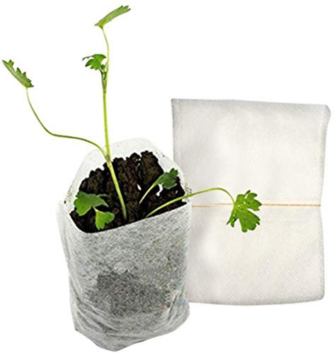 200 bolsas de vivero biodegradables no tejidas, bolsas de cultivo de plantas, bolsas de plántulas, 8 x 10 cm
