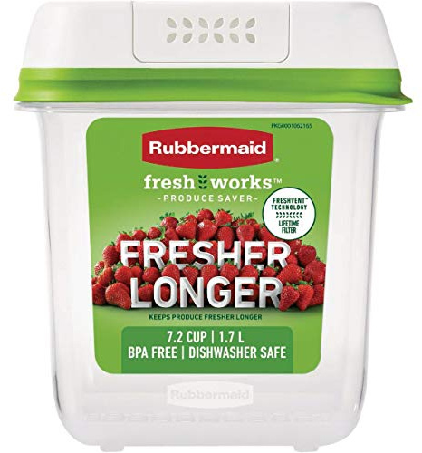 Rubbermaid FreshWorks Saver, Medium Produce Storage Container, 7.2-Cup