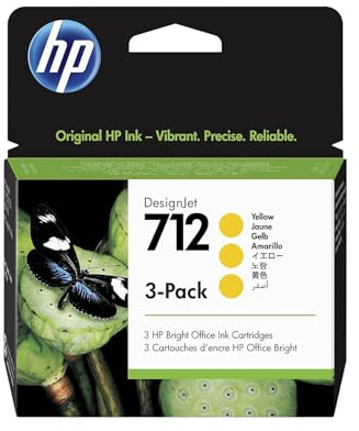 HP 712 Gelb, Original Druckerpatronen 3er-Pack | Tinte für DesignJet T650, 29 ml (3ED79A)
