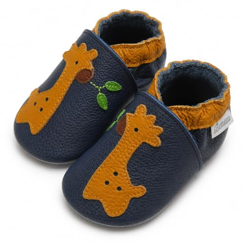 Bemesu Lauflernschuhe Baby für Zuhause Kindergarten Leder weich rutschfest | Weiche Flexible Krabbelschuhe Baby Tiere Jungen Mädchen Atmungsaktiv für Erste Schritte Draußen 0-24 Monaten