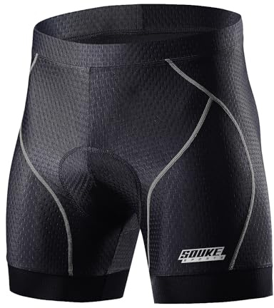 Souke Sports Pantalones Cortos Ciclismo Hombre 4D Acolchados para Bicicleta MTB con agarres Antideslizantes para Las piernas, Transpirables, de Secado rápido y cómodos