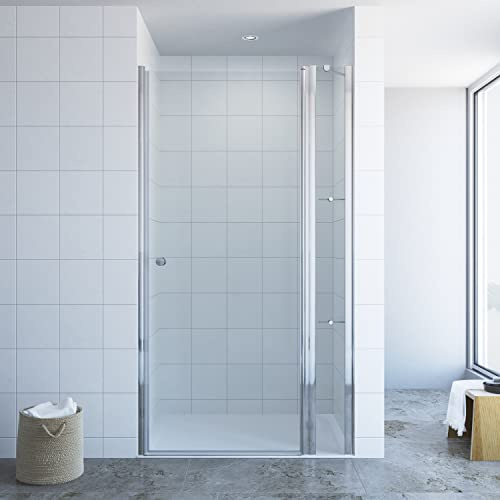 Duschtür mit Festteil und Eckregalen breite 100 cm Verstellbereich 98-101 cm Drehtür Schwingtür mit festem Seitenteil Duschabtrennung Duschwand Glas für Nische Echtglas 6 mm klar NANO-Beschichtung