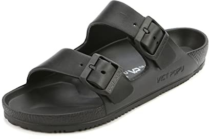 Sandales Femme Été de Plage Piscine - Claquettes Confortable - Mules Femme Antidérapantes - Chaussure Pantoufles Mode Noir 38