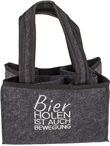 ReWu Flaschentasche Bierträger Filztasche Tragetasche Männerhandtasche Bier Holen ist auch Bewegung, für 6 Flaschen (bis 0,5L) Vatertag