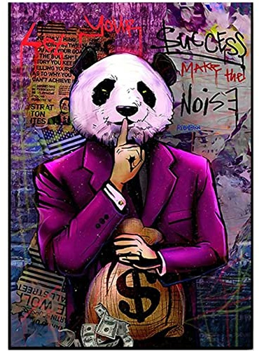 Graffiti konst oljemålningar pengar dollar panda väggkonst canvas affischer och tryck modern vägg bild vardagsrum heminredning ramlös 60 × 80 cm