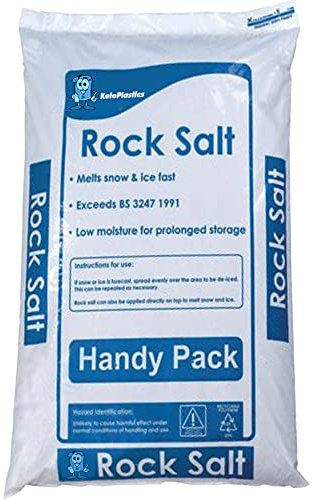 KetoPlastics Brown Rock Salt 10KG Bag Rock Salt for Clearing Roads Paths and Driveways of Ice and Snow Dry Free-Flowing Salt Crystals - 10kg Handy Pack De-ice Drive