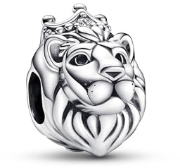 Pandora Moments Charm Tête de lion en argent sterling avec zircones cubiques transparentes