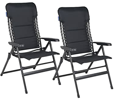 Setpoint XXL Campingstuhl 2er Set klappbar - Hochlehner verstellbar Anthrazit - für Terrasse, Balkon & Camping