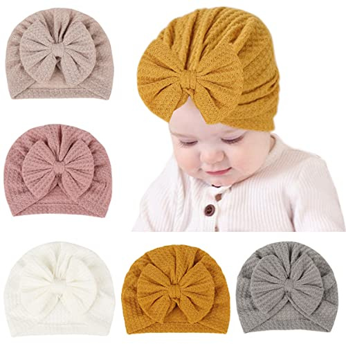 Daysskk 5/6 Stück Baby Turban Mütze Neugeborene Mädchen Jungen Mütze Sommer für Baby 0-12 Monate