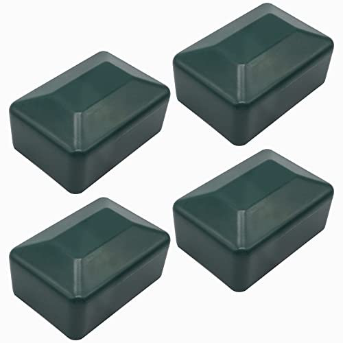 SKIR'CO (4 piezas) Tapones rectangulares de plástico verde de 40 x 60 mm, tapas para postes de valla, color verde musgo RAL 6005