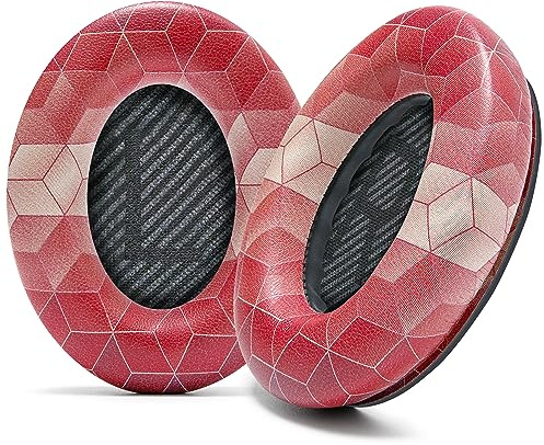 WC Wicked Cushions Upgraded Replacement Ear Pads for Bose QC35 & QC35ii (QuietComfort 35) Headphones & More - Softer Leather, Luxurious Memory Foam, Added Thickness, Extra Durability | Hex Red