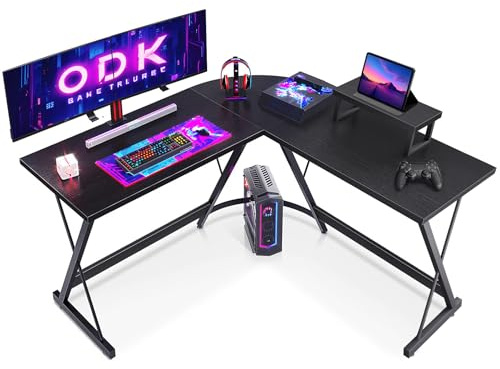 ODK L Shaped Gaming Desk,127×127 cm, Black