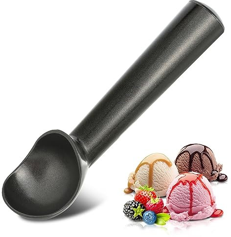 Eisportionierer,Schwarzer Aluminium-Eislöffel,18 cm Einteiliger Design Antihaft-Eiskugelportionierer