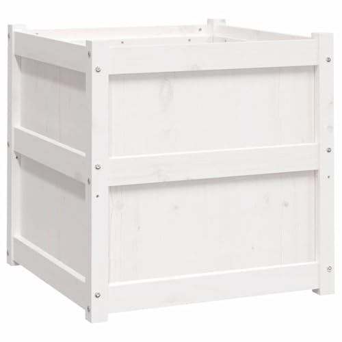 vidaXL Jardinera Madera Maciza de Pino Blanco 60x60x60 cm