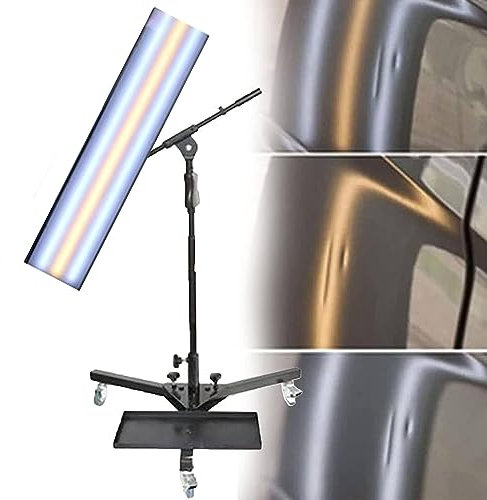 asdchZen Auto-Dellen-Reparatur-Werkzeug, Led-Licht, 6 Farben, Verstellbares Zubehör Zur Erkennung Von Grubenbeulen, Mit Verstellbarem Höhen- Und Winkelständer – 3 Riemenscheiben Drehen Sich Frei