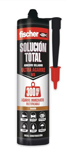 Fischer - Adhesivo Sellador MS Profesional 300kg - Marrón 290ml | Silicona Marrón Pintable para Juntas, Ventanas y Bañeras | Resistente al Agua y Temperaturas Extremas
