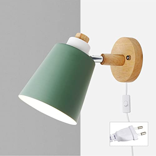 SSNCcNC Grün, Wandleuchte Innen Modern Nordisch Wandlampe mit stecker und kabel Kreative Wandbeleuchtung Verstellbare Lampenschirm Schlafzimmer Wohnzimmer Flur Treppenhaus Schlichte E27