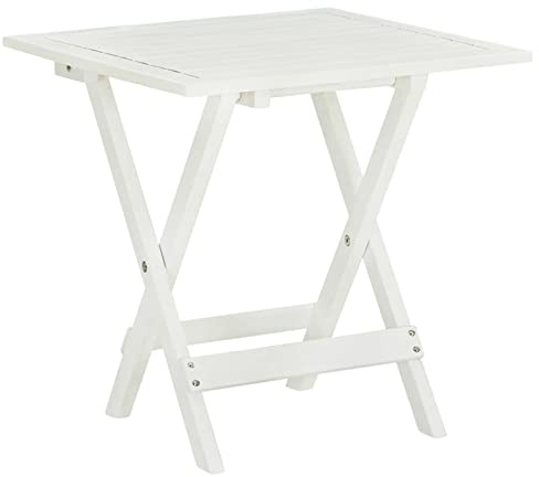 Homgoday bistrobord vit 46 x 46 x 47 cm massivt akaciaträ, utomhusbord