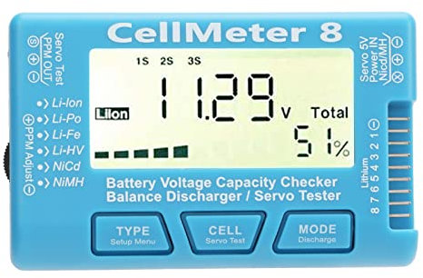 Gearwell RC Battery Tester, Cellmeter Digital Capacity Checker, Voltage Controller for LiPo Life Li-ion NiMH NiCd Packs