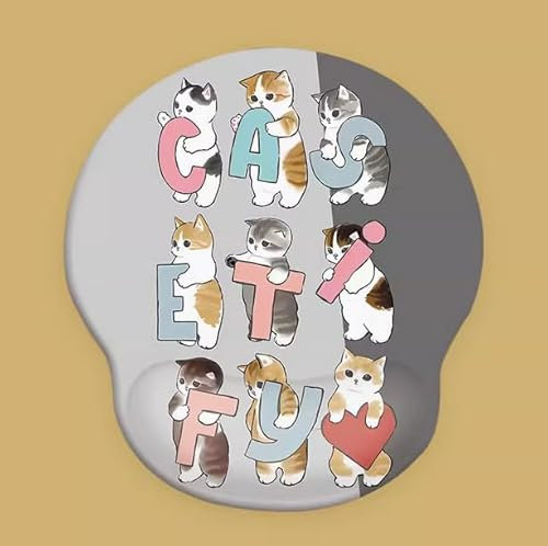 PEKNUX Petit Tapis De Souris en Silicone Antidérapant, Chat De Dessin Animé Mignon, Clavier D'Ordinateur Portable