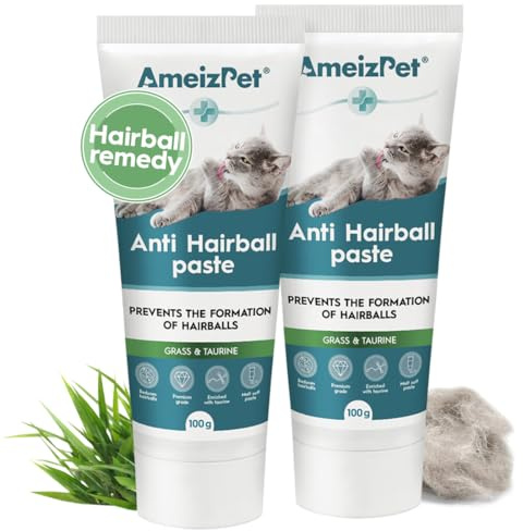 AmeizPet Malzpaste Für Katzen Antihairball, Katzenmalz, Malzpaste Gegen Haarballen, Katzenpaste Mit Malzextrakt, Taurin, Gras, Anti Hairball Katze, Gesunde Verdauung Fellpflege, 2 Stk x 100g (3.52 Oz)
