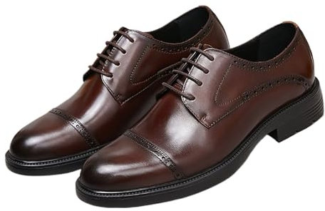 Läderskor Med Två Länkar For Män Business Bröllopsskor Kostym Läderskor，Lågklack Bekväm Carving Fina Vardagsskor For Män(Brown,44 EU)