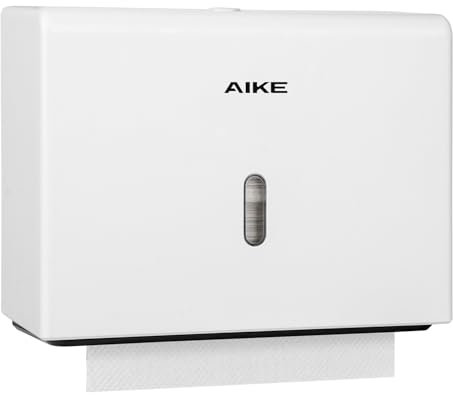 AIKE Paper Towel Dispenser Wall Mount Commercial, 200+ Sheets for Z-Fold & 25.4x7.8 CM Multifold Towels, Hand Towel Dispenser AK5102, White