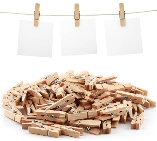 80 Stück Mini Wäscheklammern - Nachhaltiges Holz, Nachhaltige Wäscheklammern für Bastelarbeiten, Fotohalter und Dekoratione, Vielseitig Einsetzbare Kleine Clips