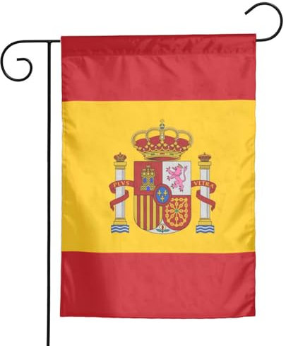 WZYWHJ Spanische Flagge, Gartenflagge, 30,5 x 45,7 cm, dicke, stabile Outdoor-Dekoration für Garten, Rasen, Balkon