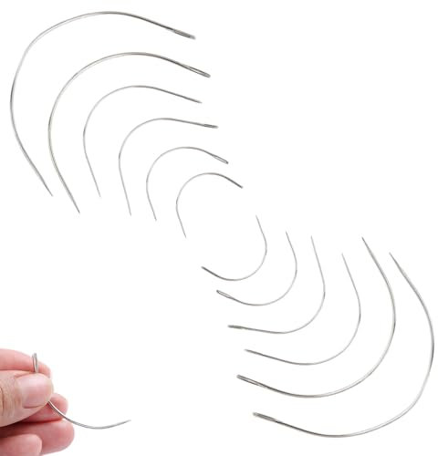 12 Pièces Aiguilles Courbé Outils,Toile Aiguilles,Aiguilles Courbées à Coudre Main,Aiguilles à Coudre Incurvées,Epingles à Perruque en Forme de C,Pour la Couture,Réparation Tapis,Cuir,toile, tissage