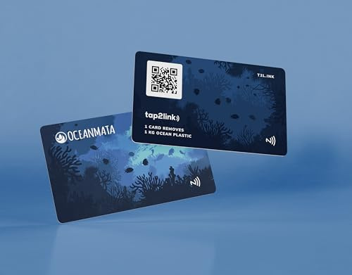 Digitale Visitenkarte – NFC/QR Code Karte, inkl. digitalem Profil & kostenloser App (iOS/Android) (Deep Sea)