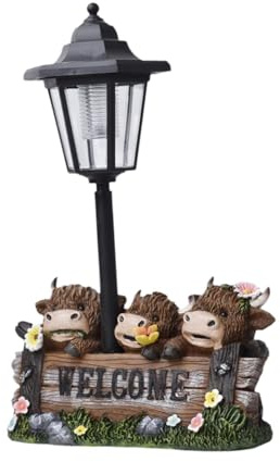 Baoblaze Figurine Animale de la Lampe Solaire de Vache Jardin, Sculpture de résine de résine de décoration extérieure pour Patio