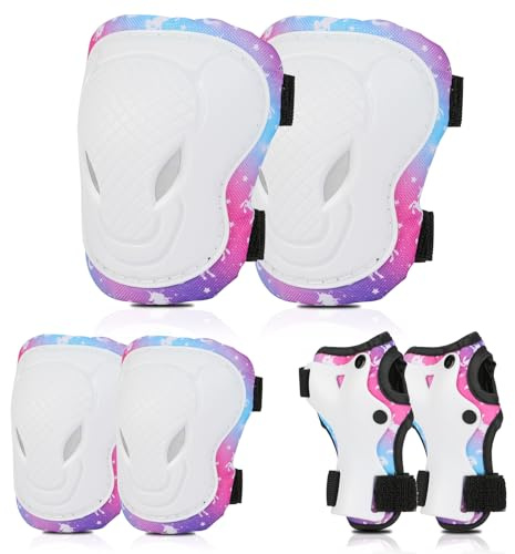 BURSUNLY Knieschoner Kinder Schoner Inliner Kinder Verstellbare Protektoren Set, Knie und Ellenbogenschützer Knieschützer für Inliner Fahrrad Skates Rollschuhe