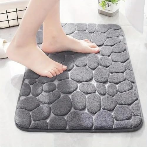 Lynxsd Tapis de bain antidérapant - Tapis de douche absorbant lavable - Tapis de sécurité et de confort pour salle de bain et chambre à coucher - Accessoire décoratif (gris)