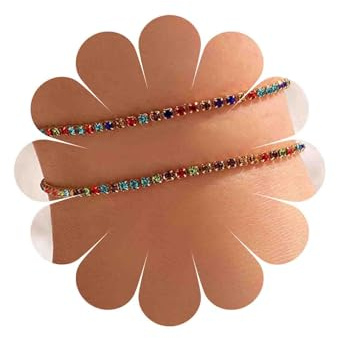 Cybche Boho Stratificato Strass Cavigliera Set Colorato Cristallo Tennis Catena Cavigliera Estate Spiaggia Arcobaleno Cz Cavigliera Scintillante Zirconia Cubica Piede Catena Gioielli Per Le Donne