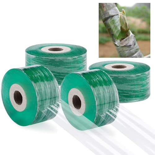 KIRVOS 4 Stück Veredelungsband Veredelungstape Dehnbares und transparentes,Selbstklebendes pfropfband,für Garten Baumschulen,Feuchtigkeit Barriere Pflanze Reparatur Garten Graft Herren Tools