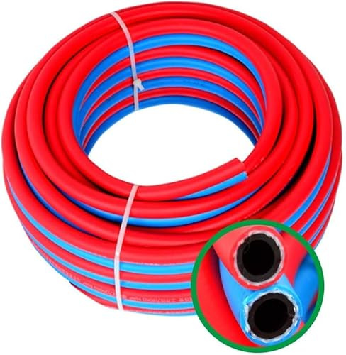 Doppelschweißbrennerschlauch, Sauerstoff-acetylenschlauch, Doppelschweißschlauch Autogen-acetylenbrennerschlauch Schneidbrennerschläuche, Innendurchmesser: 6 Mm, Außendurchmesser, Blue, 25m