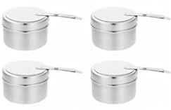 GOEDCH Bränslepastabehållare: 4 stycken limbrännare av rostfritt stål, bärbar fondue-brännare med handtag, bränngel, alkoholbrännare med lock för bufféer, grillfester, hot pot, utomhus, camping
