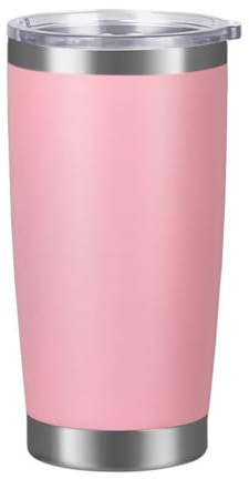 YDYxieji 20oz 550ml Travel Insulated Tumbler with Lid,Stainless Steel Double Wall Insulated Thermal Coffee Cup Flask Travel Mug for Hot & Cold Drinks, Fits Car Cup Holder (Pink)