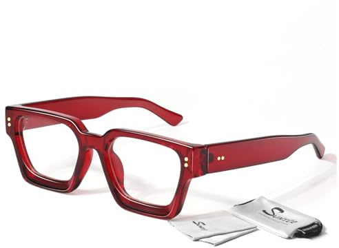 Sunier Oversized Thick Square Fake Glasses for Women Men,Fashion Preppy Clear Lens Eyeglasses with 100% UV400 Protection