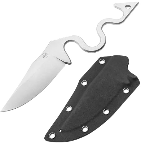 BÖKER PLUS® The Midgards Snake - feststehendes EDC Messer mit Kydex-Scheide quer - taktisches Einsatzmesser mit Gürtel-Adapter - Vollmetall Gürtelmesser mit Clippoint D2 Klinge in Geschenk-Box