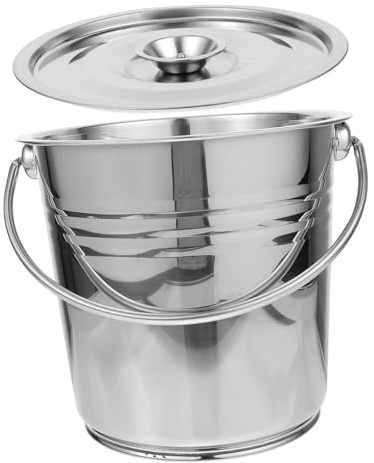 ORFOFE Edelstahl Ascheeimer mit Deckel Hitzebeständiger Feuerstelle Eimer für Kamin Grillkohle Behälter Tragbarer Kohleeimer mit Griff Kompakt und Leicht für Küche und Garten