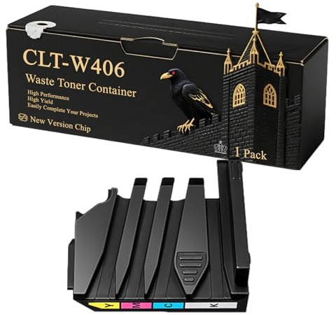 CLT-W406 Waste Toner Container Compatible for Samsung CLX-3305FW CLX-3305W SL-C430W SL-C410W SL-C430 Printers, With Chip, 7000 Pages, Vibrant Colours (1 Pack Black)