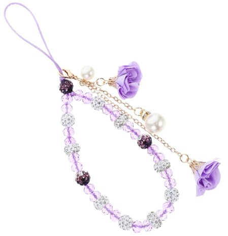 ULDIGI Porte-clés Accessoire Élégant pour Téléphone Portable avec Pendentif Fleur en Cristal Dragonne Corde Multifonctionnelle en Fer et Strass pour Clés et Téléphone