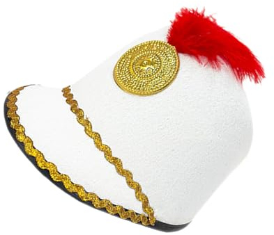 Militärbandsmössa - Brittisk ceremoni cylinderhatt med fjäderkam, elegant rollspelstillbehör för historiska artister marschmusik, fantasifull look
