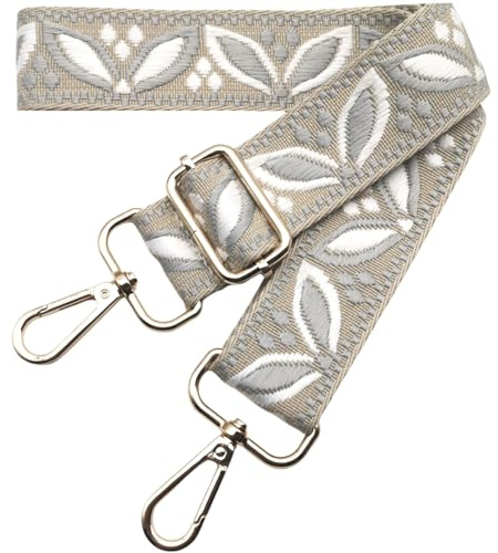 Justerbar väskrem för ombyte, bred axelrem för väskor kvinnor, 3,8 cm väskrem med karbinhake guld, axelrem för kvinnor modern crossbody, handväska, beige-ljusgrå, 606