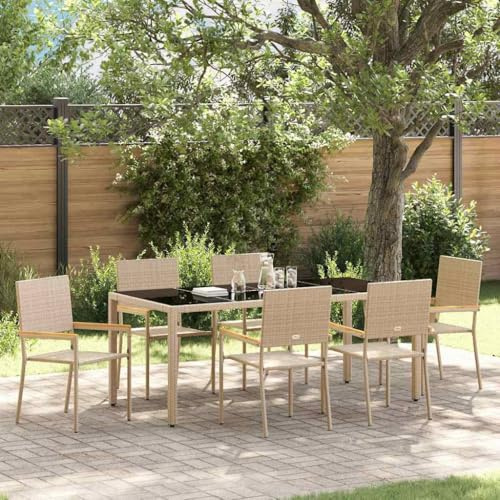Mimdixy Sillas de exterior para balcón, sillón de relajación, jardín de 7 unidades, color beige y negro, 190 x 90 x 75 cm, sillón de exterior para terraza, balcón, porche, fácil de mantener, fácil