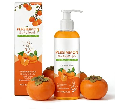 Persimmon Naturlig Kaki duschgel, kaki-tvål för lukten människor, effektiv deodorisering, långvarig doft, slät hud och rikt skum, 120 ml, för alla hudtyper (1 st.)