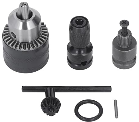 Portabrocas de 3 Mandíbulas 1/16-1/2 Pulgadas, Accesorio para Atornillador Neumático, Acero de Alta Resistencia - Adaptador Hexagonal, Para Taladros y Torno, Uso Industrial
